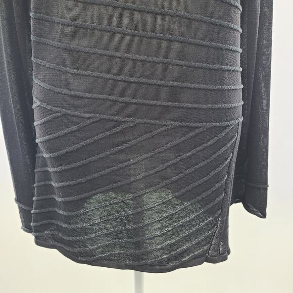 Lafayette 148 Semi Sheer Mesh Tunic Top Medium Black Stripe Minimalist Luxury - Picture 4 of 11